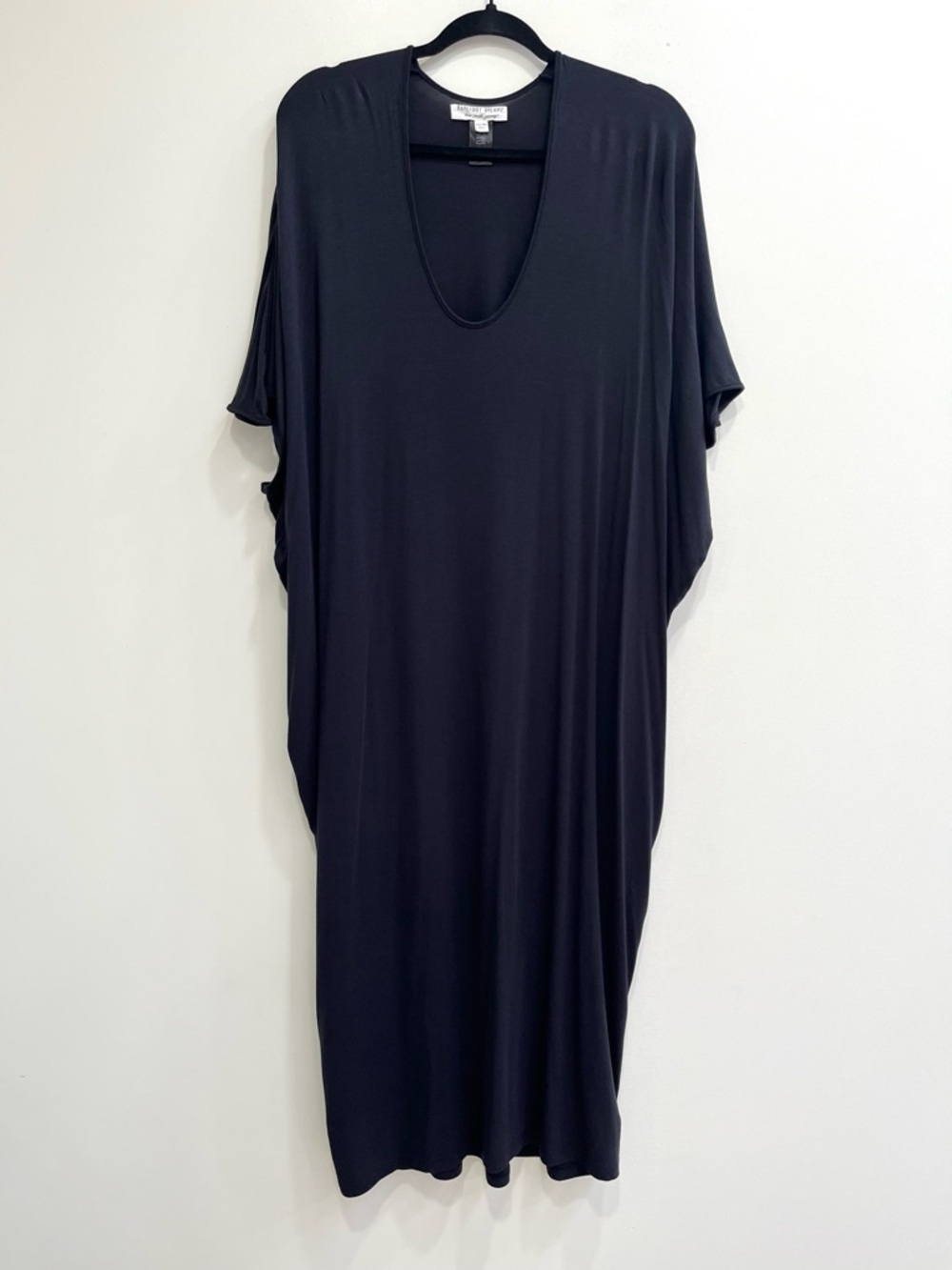 Barefoot Dreams Luxe Milk Jersey Caftan Dress Black Nightgown Oversized One Size - Picture 3 of 13